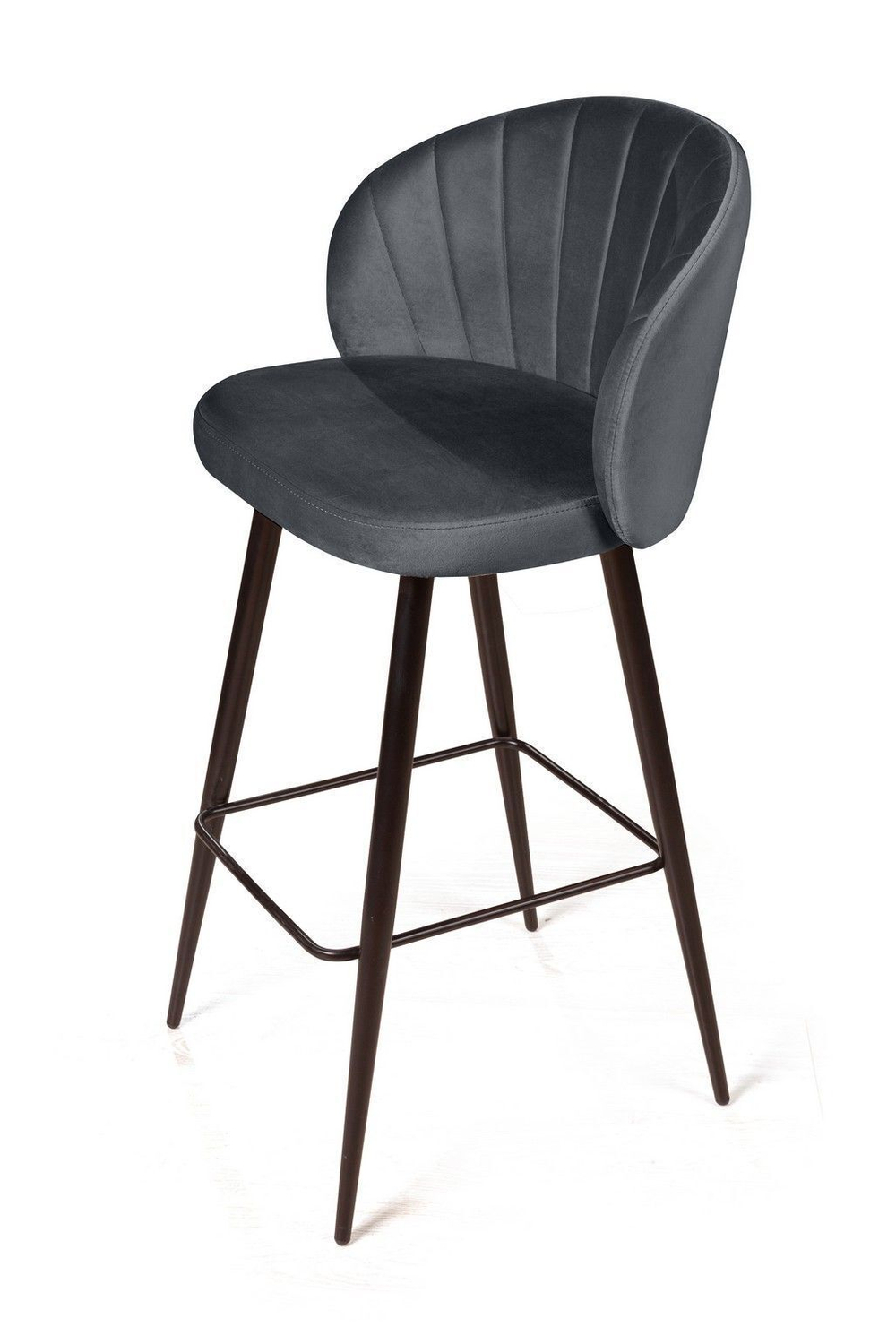 Стул барный Mont Blanc, бархат светло-серый 26 / черный конус