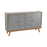 Тумба «Винтаж» 2 двери 4 ящика серый лак 7042/браун