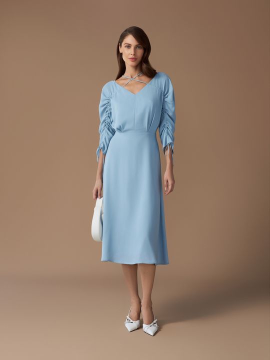 Платье с драпировкой из шифона миди