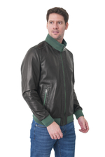 KHIMEONE Мужская кожаная демисезонная куртка (натуральная кожа, овчина)