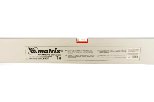 Правило алюминиевое с уровнем, L-2.0 м, 2 ручки Matrix, 89637