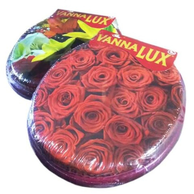 Мягкая крышка-сиденье для унитаза "VANNA LUX" цвет бордо, рисунок в ассортименте