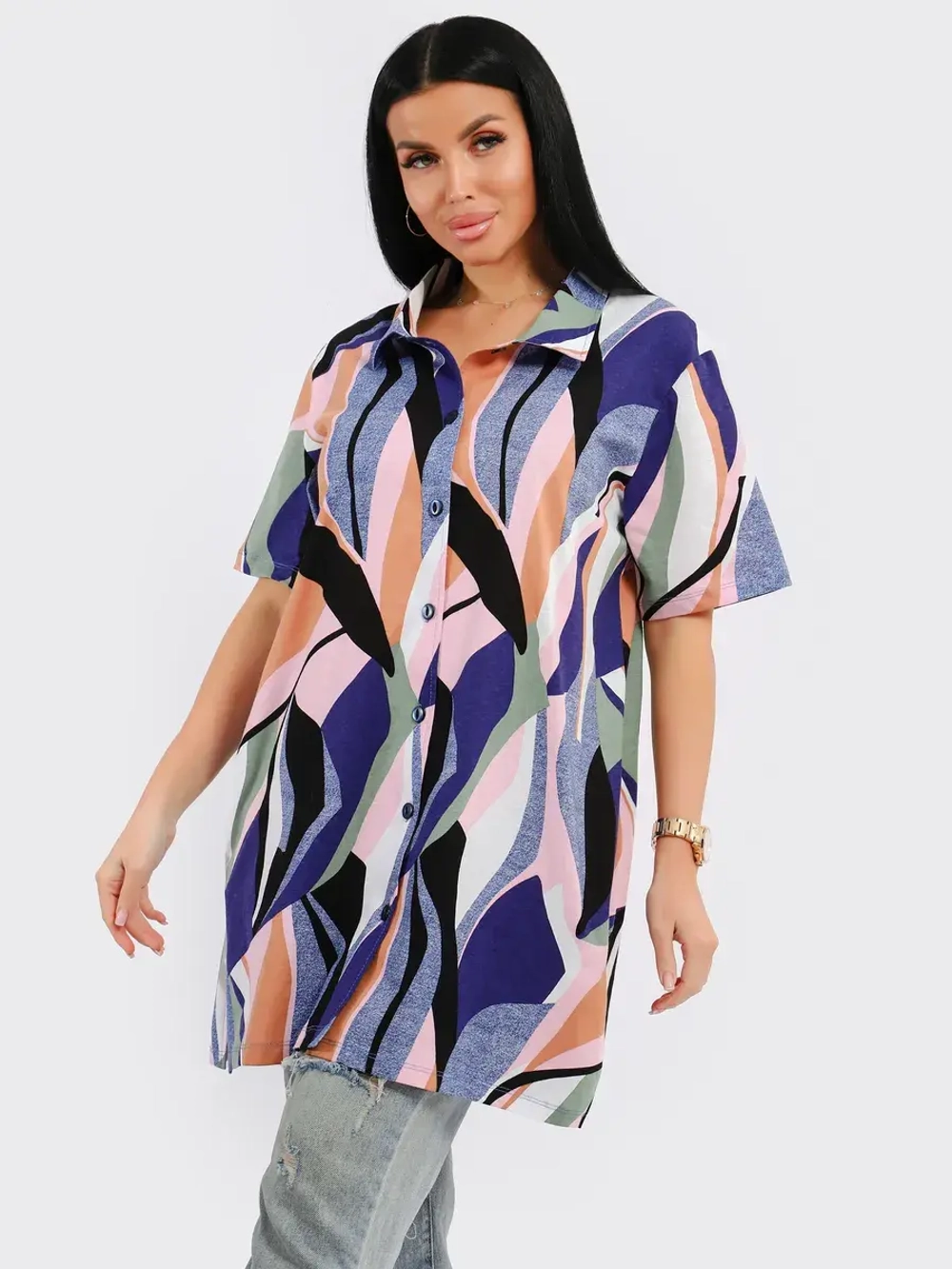 Туника-рубашка хлопок большие размеры