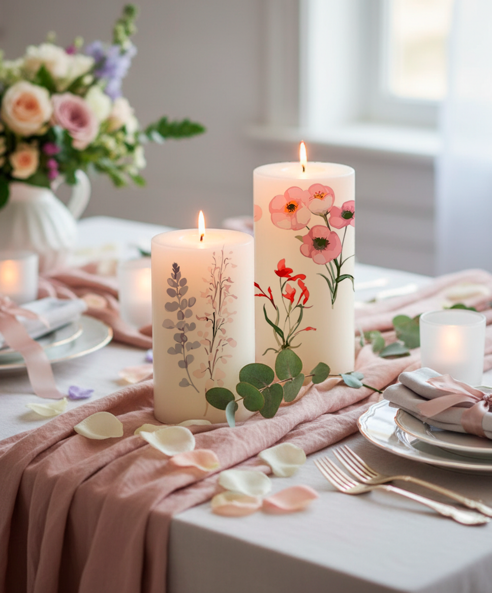 Трансфер переводной - декаль для свечей и гипса цветочки 017