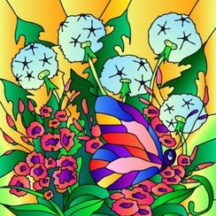 Одуванчики - картина - витраж