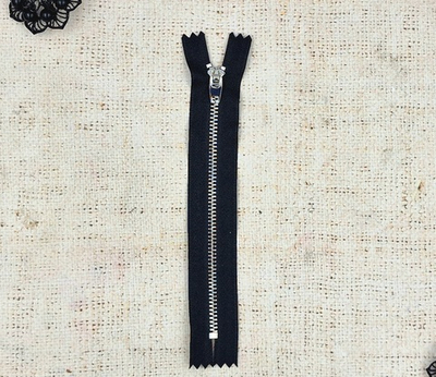 Молния джинсовая, Т4, L 14 см, чёрный/никель