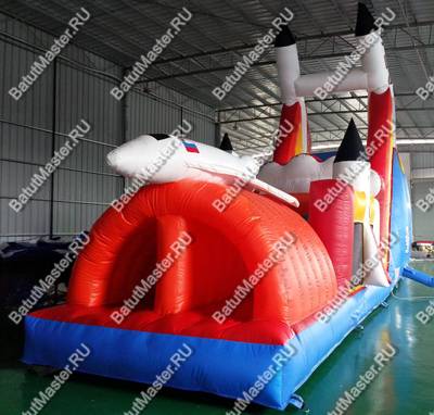 Коммерческий надувной батут "Ракета на взлёте" 14*4*7 м