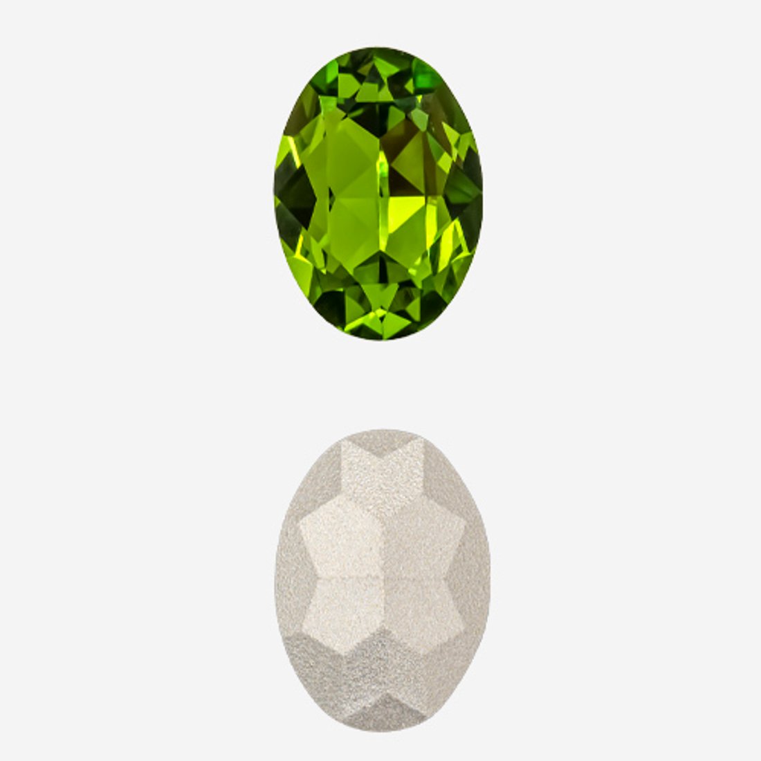 Кристалл Овал (Oval Fancy Stone), оттенок "Olivine", 14*10мм