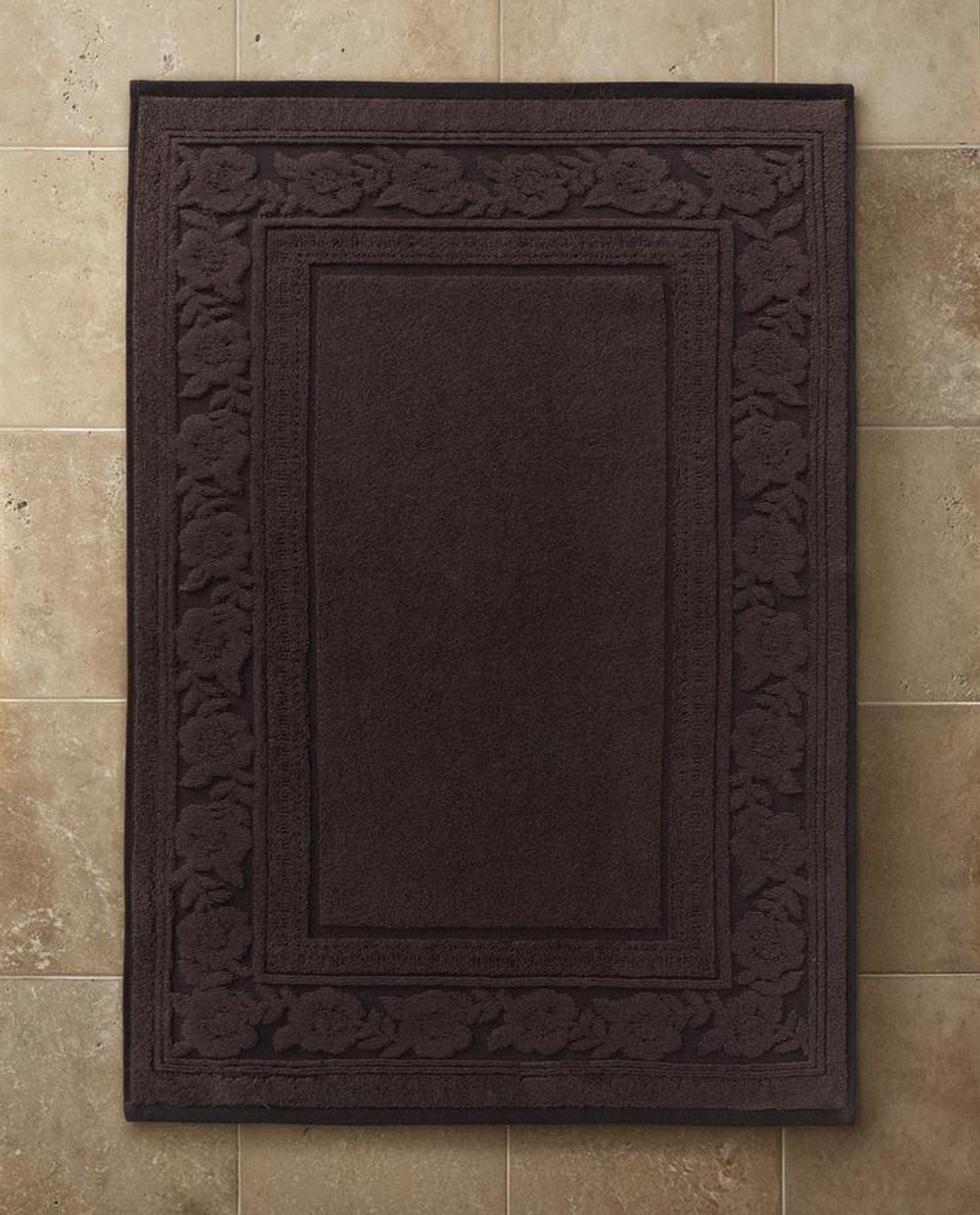 ZARA HOME ЖАККАРДОВЫЙ КОВРИК ДЛЯ ВАННОЙ ИЗ ВЕЛЮРА, ШОКОЛАДНО-КОРИЧНЕВЫЙ