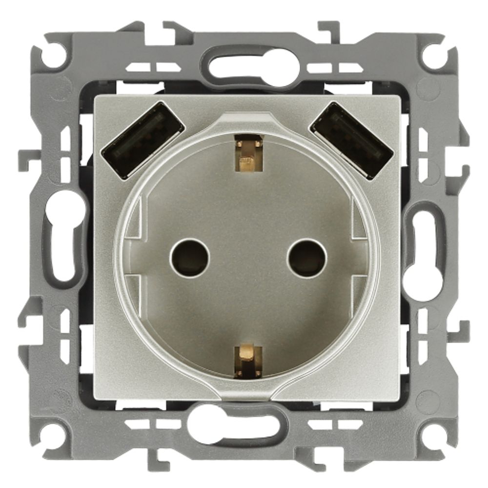 12-4109-15 ЭРА Розетка 2P+E 16A-250В, штор. с 2xUSB 5В-3А, Эра12, перламутр | Эра 12 Перламутр