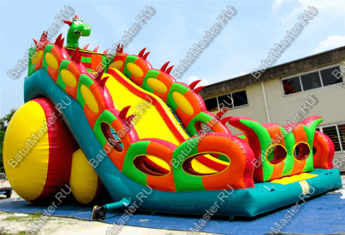 Батут-горка "Дракон 3" с шипами, два входа 10*5*8 м