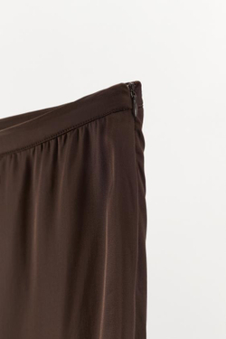 ZARA СТРУЯЩИЕСЯ АТЛАСНЫЕ БРЮКИ, КОРИЧНЕВЫЙ