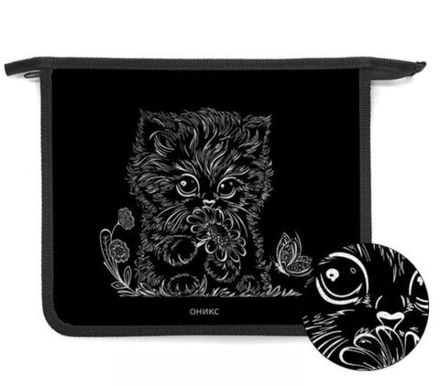 Папка для тетрадей 1 отделение А5 на молнии Оникс, пластик Котёнок с ромашкой