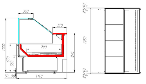 Тепловая витрина CARBOMA ВТ-1,25 BAVARIA 2 (GC110 SH 1,25-1) без боковин
