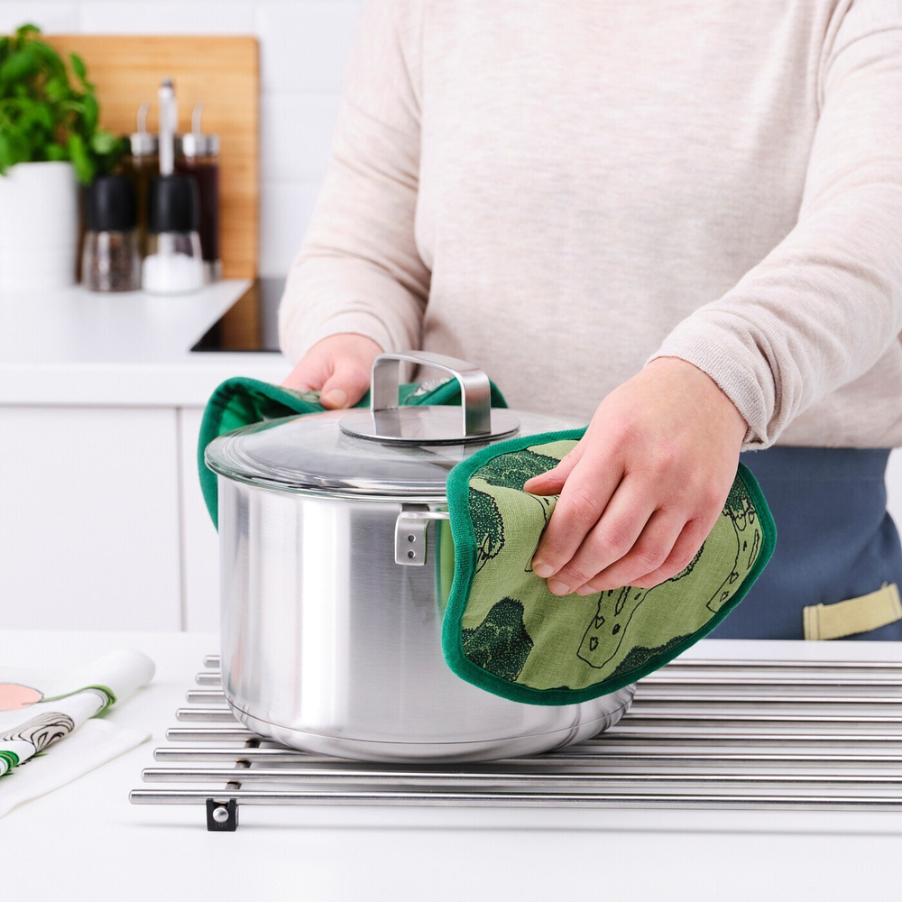 Прихватка IKEA TORVFLY (ТОРВФЛИ), Зеленый с рисунком, 20 см