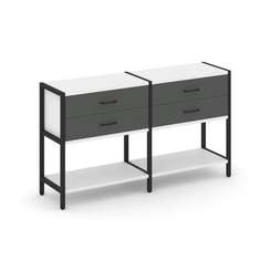 Shelf System Двухсекционный стеллаж двухярусный с ящиками SN.STM-222 Белый/Антрацит/Металл Черный 15