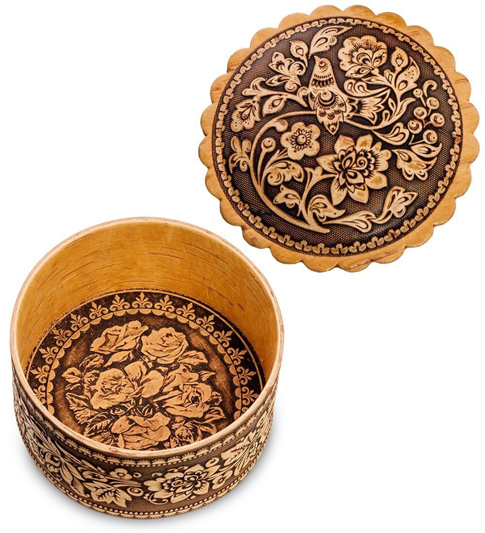 Народные промыслы BST-125/ 1 Шкатулка «Птица» мал. (береста)