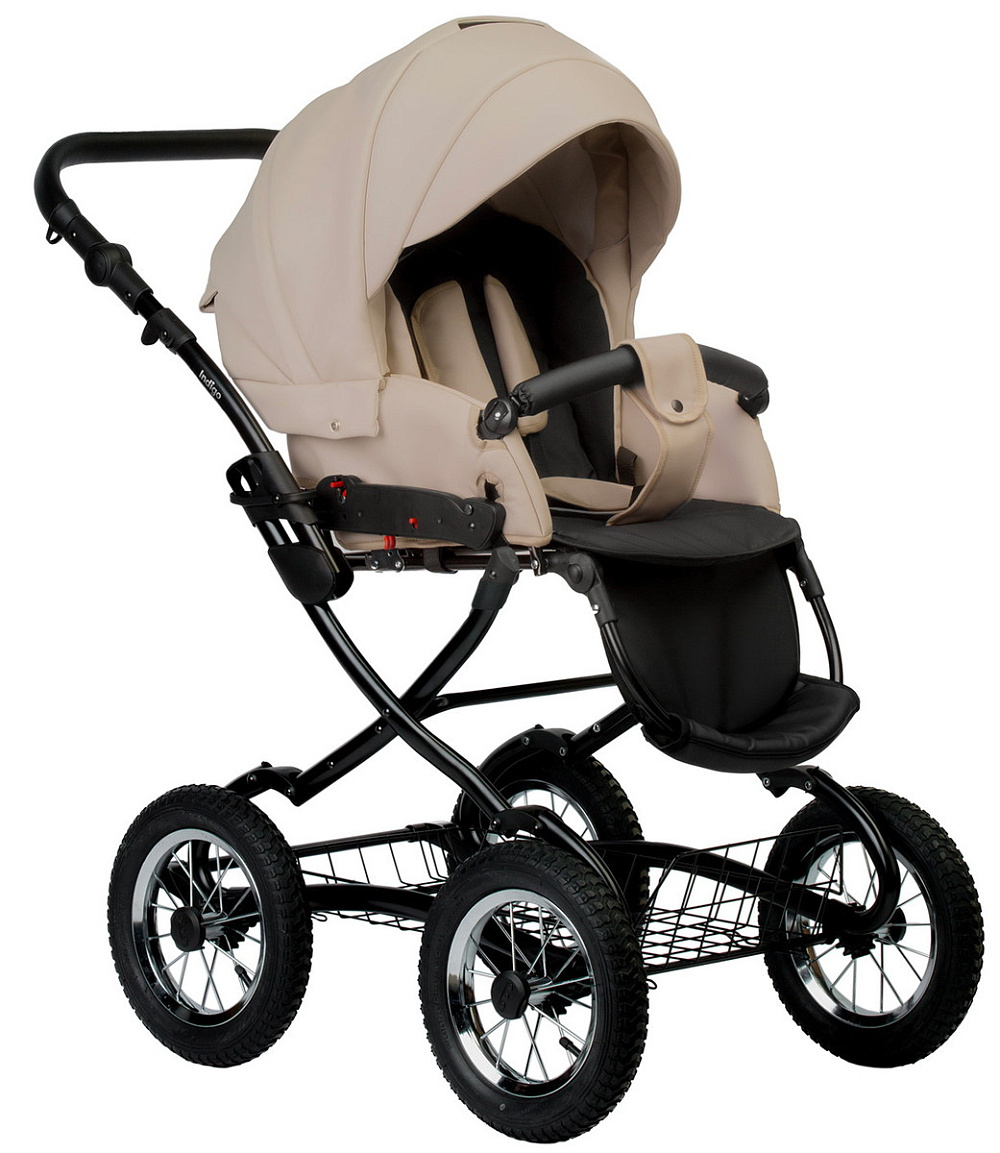 Детская коляска Indigo Barbara Eco Classic 3 в 1 с автокреслом Avionaut Cosmo Black Be02 св.бежевая кожа