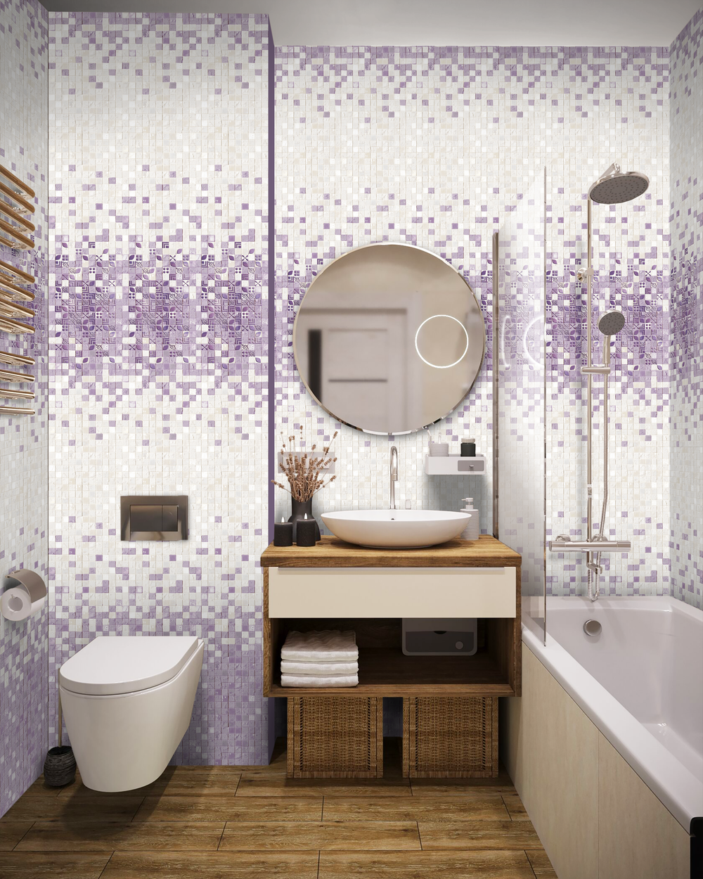 Панель ПВХ фотопечать с глиттером Юнона фиолетовый 2700х250мм