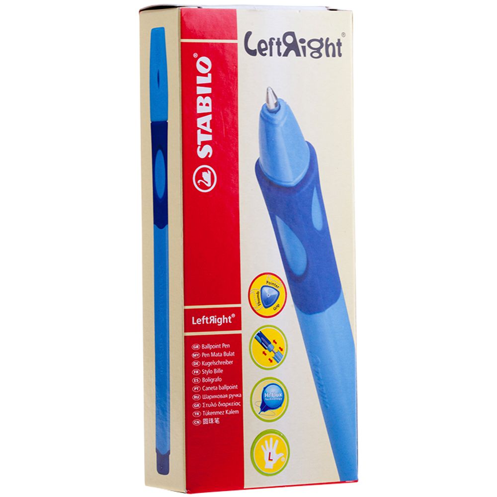 Ручка шариковая STABILO "Left Right", СИНЯЯ, для левшей, корпус синий, узел 0,8 мм, линия письма 0,4 мм, 6318/1-10-41