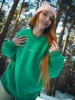 Свитшот женский оверсайз с начесом Зеленый
