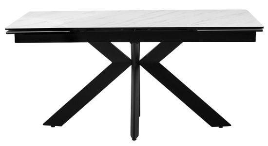 Стол BELLUNO 160 MARBLES KL-99 Белый мрамор матовый, итальянская керамика/ черный каркас