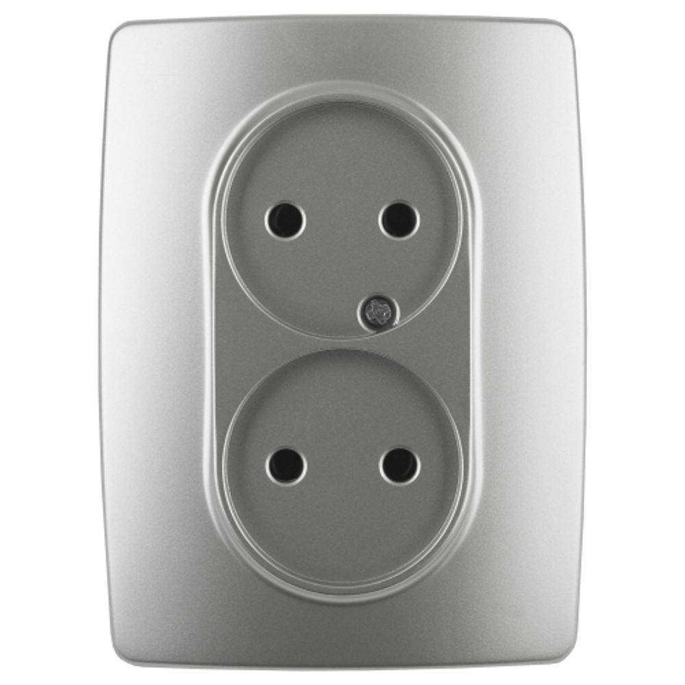 12-2107-03 ЭРА Розетка 2X2P, 16A-250В, IP20, Эра12, алюминий
