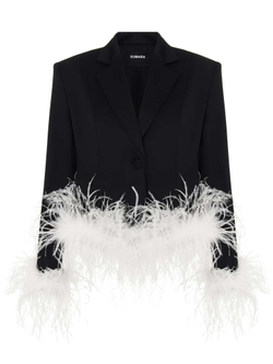 Костюм брючный с перьями