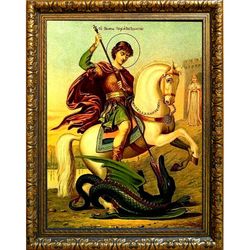Святой Георгий Победоносец (Чудо о змие). Икона на холсте.