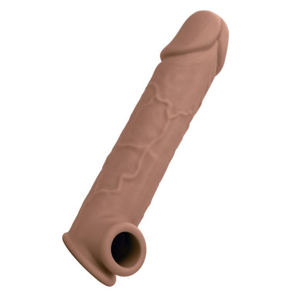 Коричневая удлиняющая насадка на член Life-Like Extension 8” - 20,25 см.