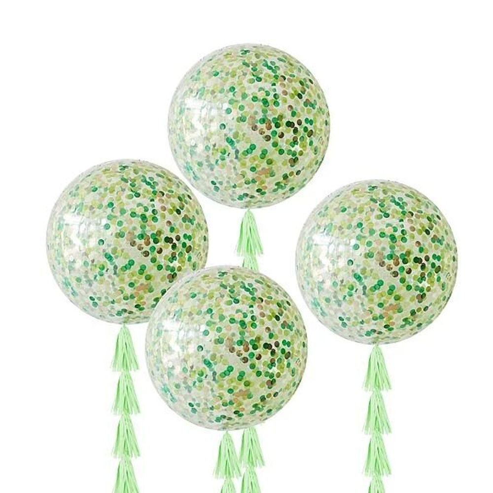 Большой шар с зеленым конфетти - 60 см