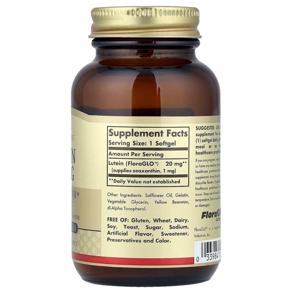 Solgar, лютеин, 20 мг, 60 капсул