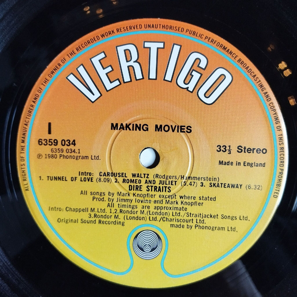 Винтажная виниловая пластинка LP Dire Straits Making Movies (UK 1980)
