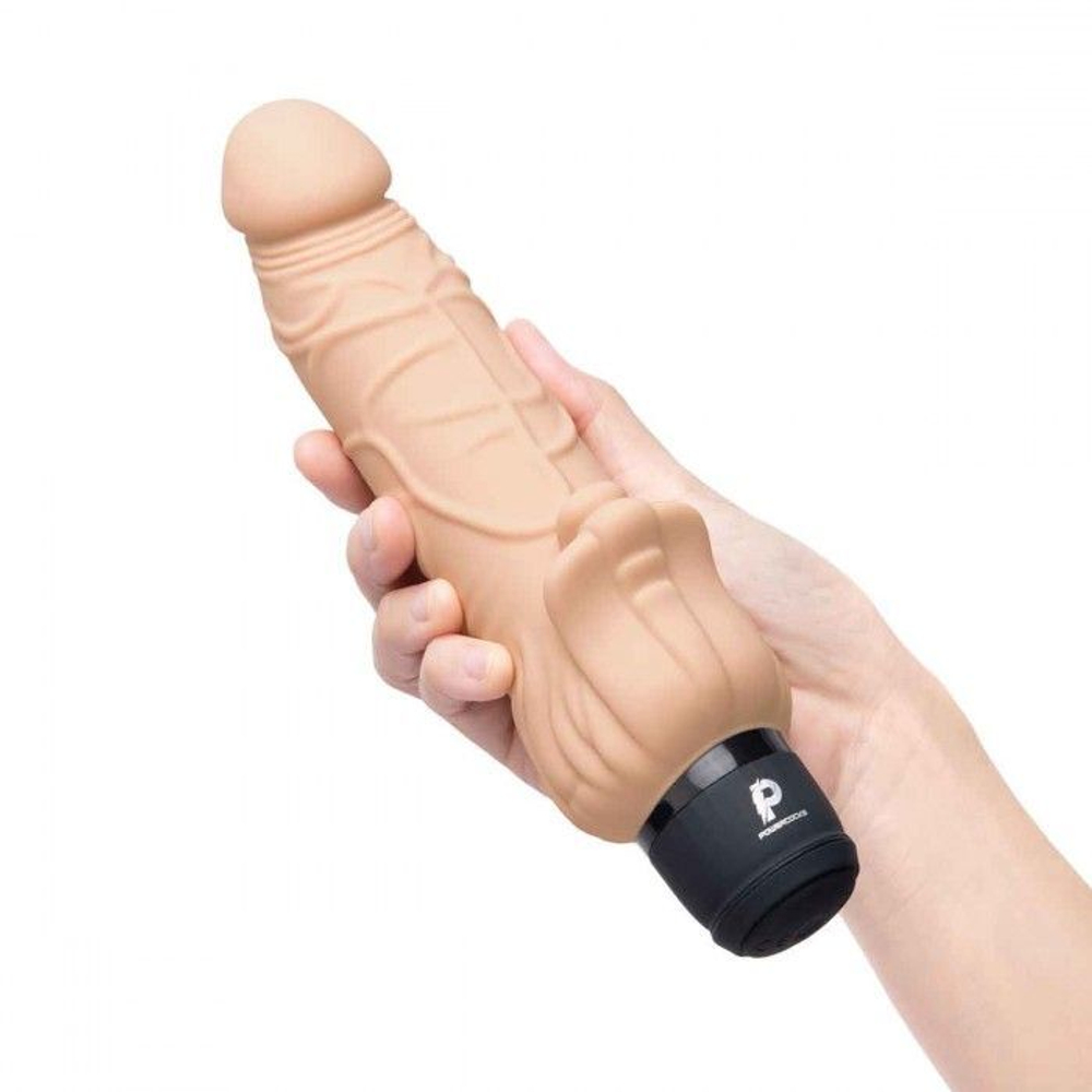 Телесный вибратор-раелистик с клиторальными лепестками 7 Realistic Vibrator - 21,5 см. (Цвет: телесный)