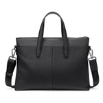 POLO Top Grain Cow Leather Men"s Crossbody Bag, Shoulder Bag Briefcase Large Men"s Black