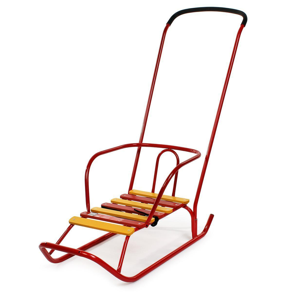 Санки "Ветерок №2" (с толкателем), цвет алый