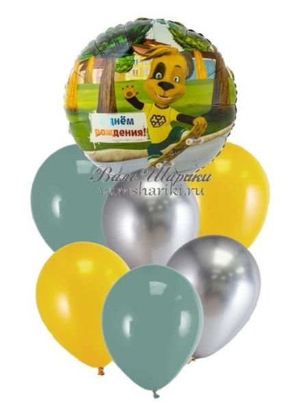 Фонтан из шаров на ДР "С Дружком Барбоскиным"