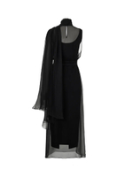 Платье-накидка из шифона с одним рукавом