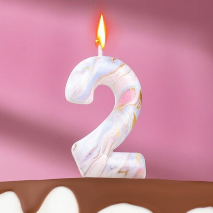 Свеча для торта "Белый мрамор" 8 см №2