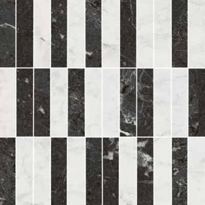 Мозаика Тубкаль мозаичный микс чёрный белый глянцевый обрезной (KMD2MSA003BR)