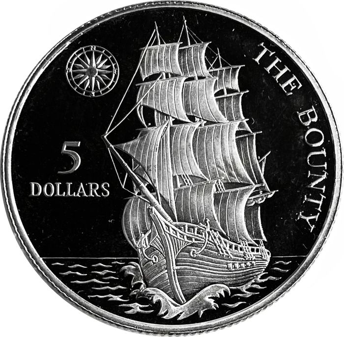 5 долларов 1992 Ниуэ «Корабль Баунти (HMS Bounty)»