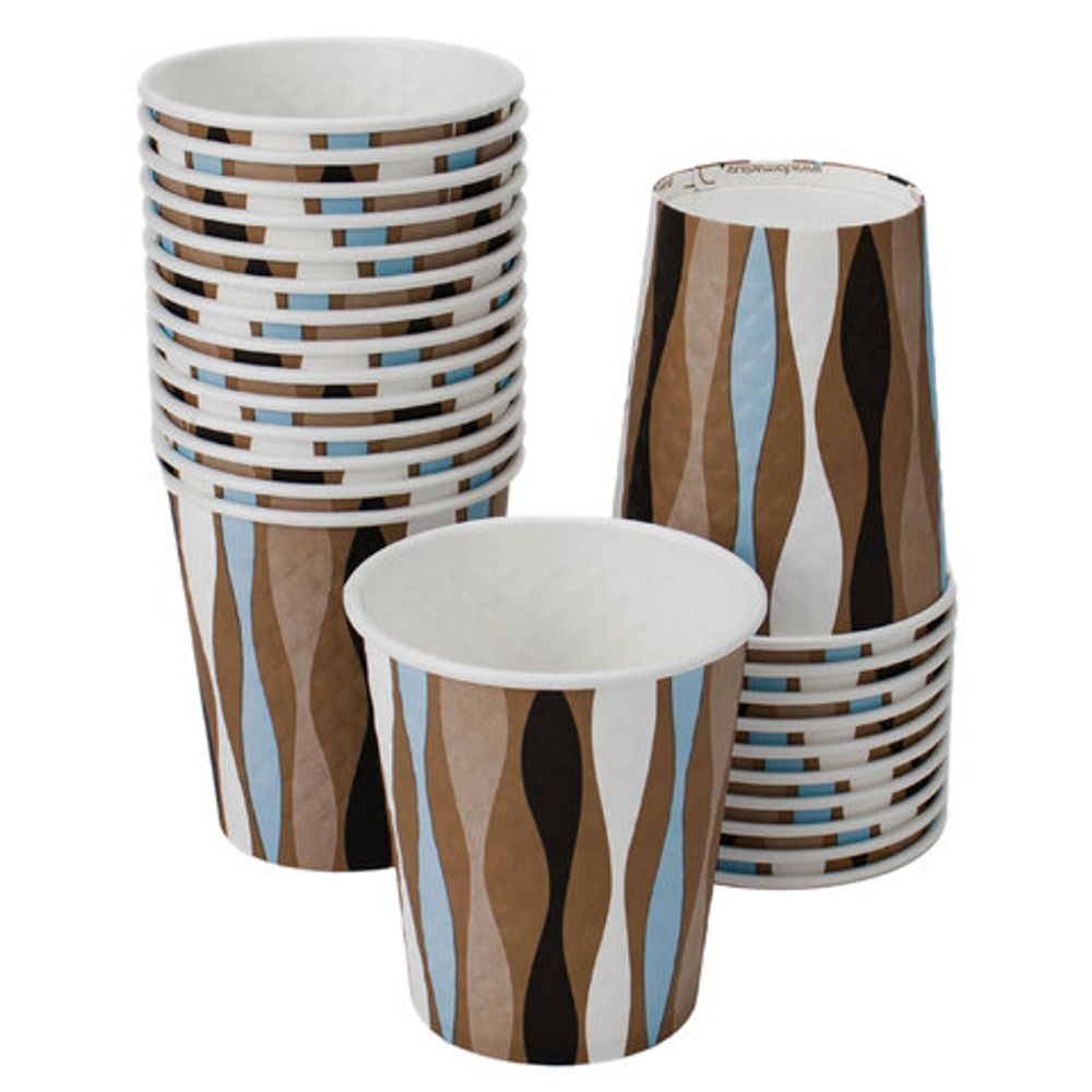 Стакан одноразовый бумажный 250/280 мл, диаметр 80 мм, конгрев/печать, "Волна", КОМПЛЕКТ 50 шт., WELDAY (ВЭЛДЭЙ), 702698