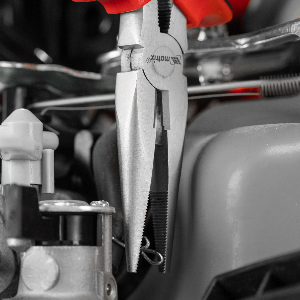 Длинногубцы прямые Nickel, 160 мм, никелированные, двухкомпонентные рукоятки Matrix