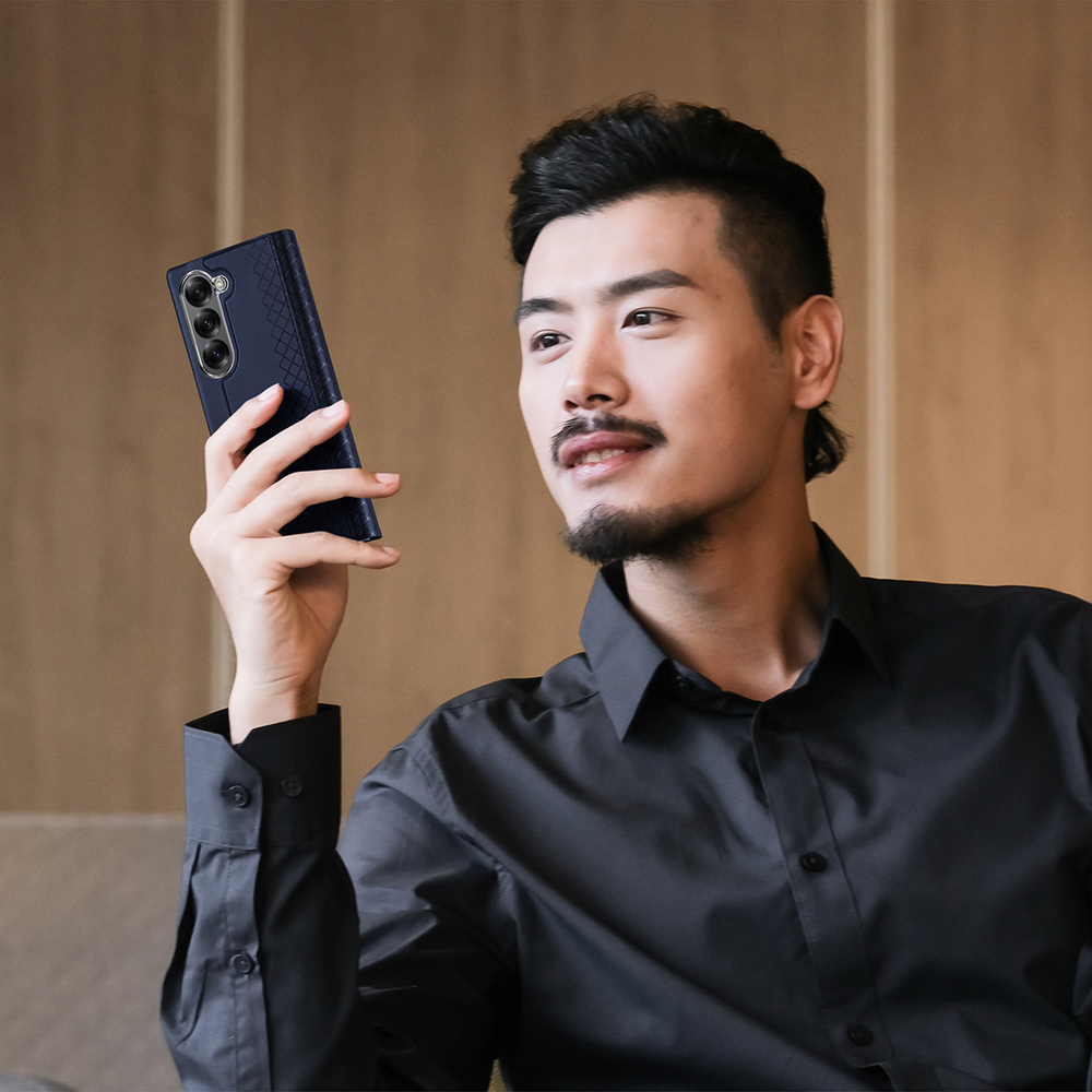 Чехол синего цвета с премиальной искусственной кожи от Dux Ducis для Samsung Galaxy Z Fold 6, серия Bril Series Case