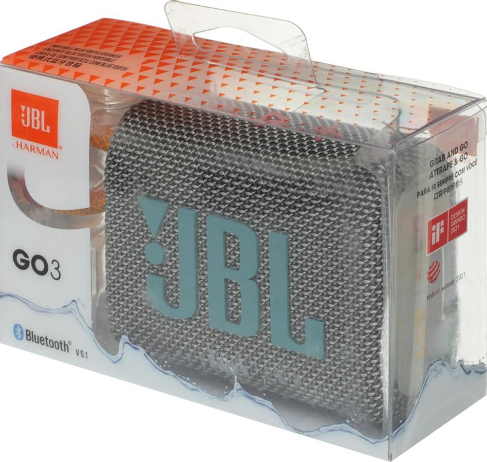 Колонка портативная JBL GO 3, 4.2Вт, серый [jblgo3gry]