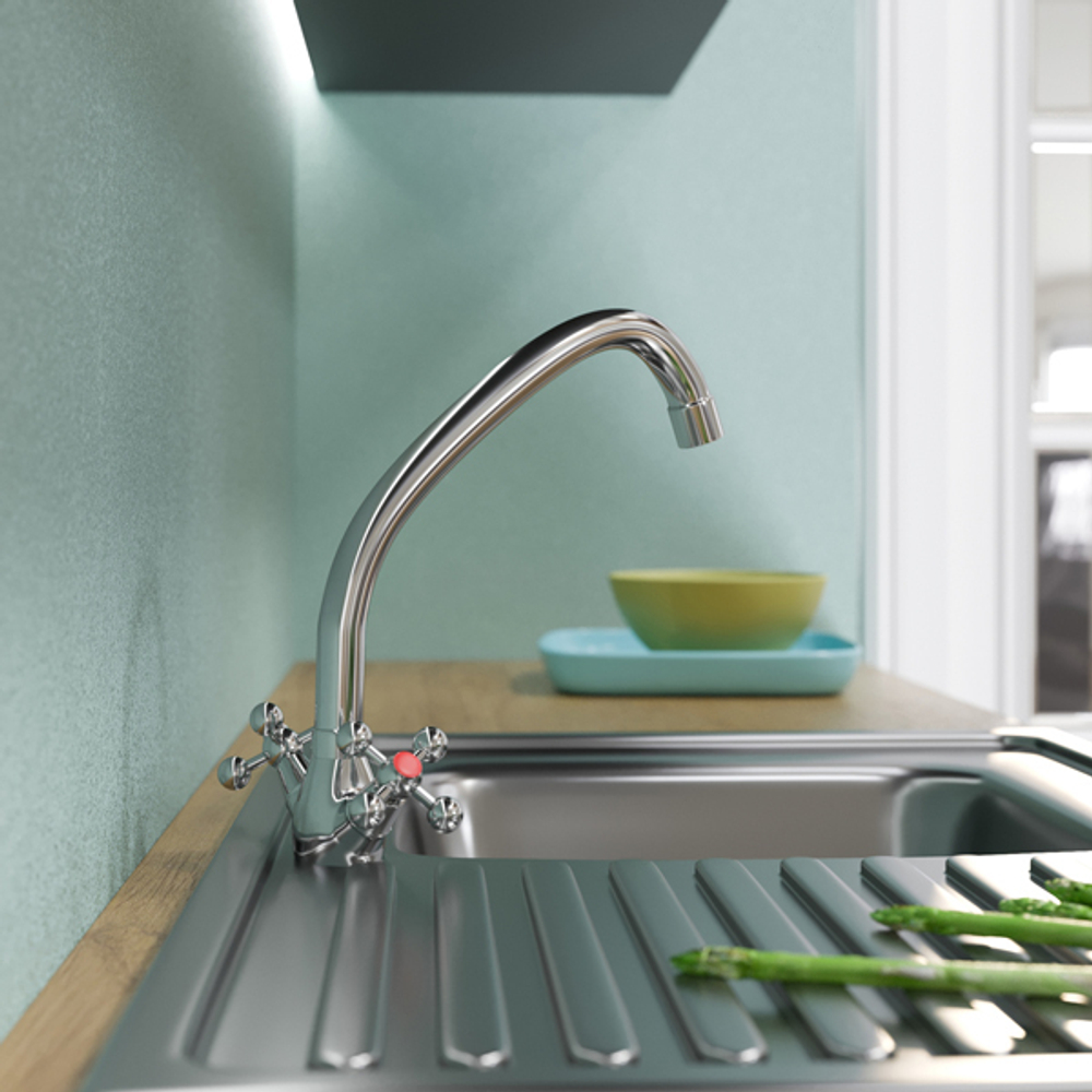 Смеситель для кухни 1/2 кер. MIXLINE ML07-032 высокий излив п/гайку (без подводки)