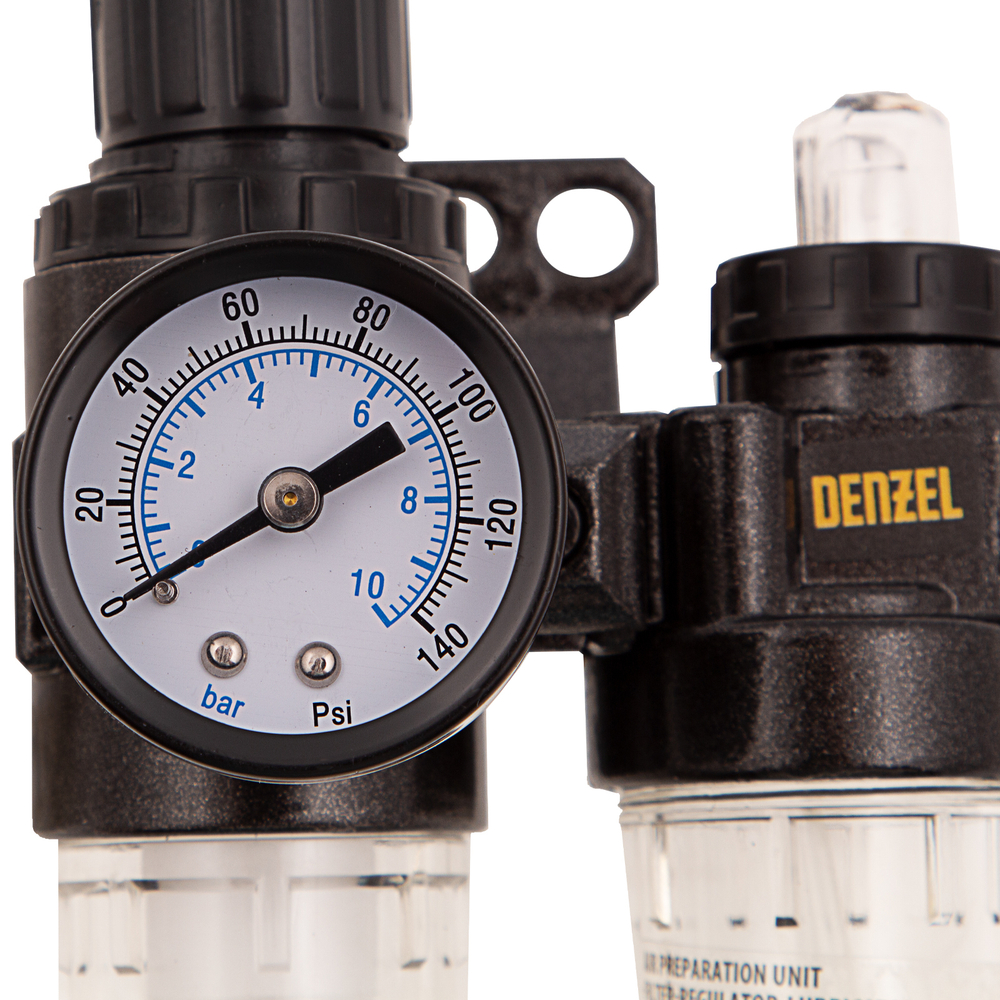 Блок подготовки воздуха регулятор-фильтр-лубрикатор FLR1500, 10 бар, 1500 л/мин, 1/4" Denzel