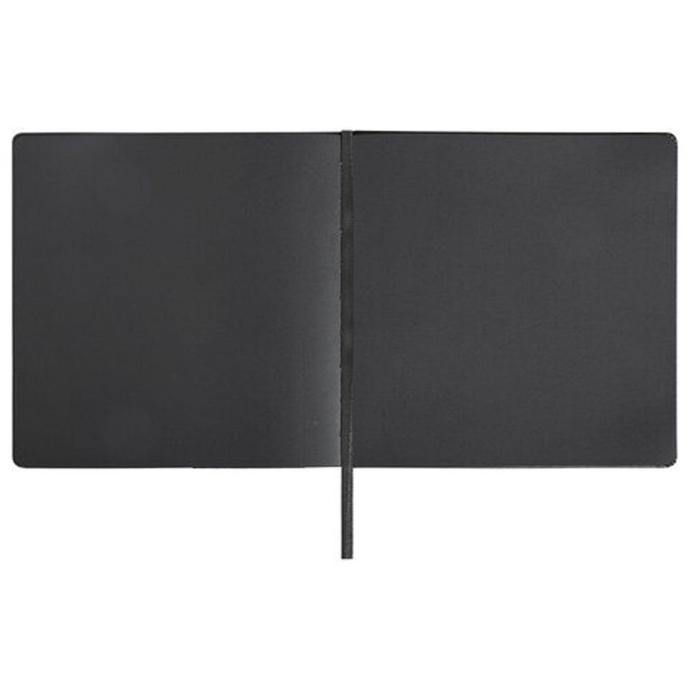 Скетчбук, черная бумага 140 г/м2 200х200 мм, 80 л., КОЖЗАМ, резинка, карман, BRAUBERG ART, черный, 113204