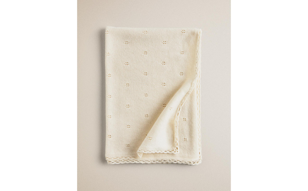 Zara Home плед детский из хлопка, оранжевый, 70x100 см