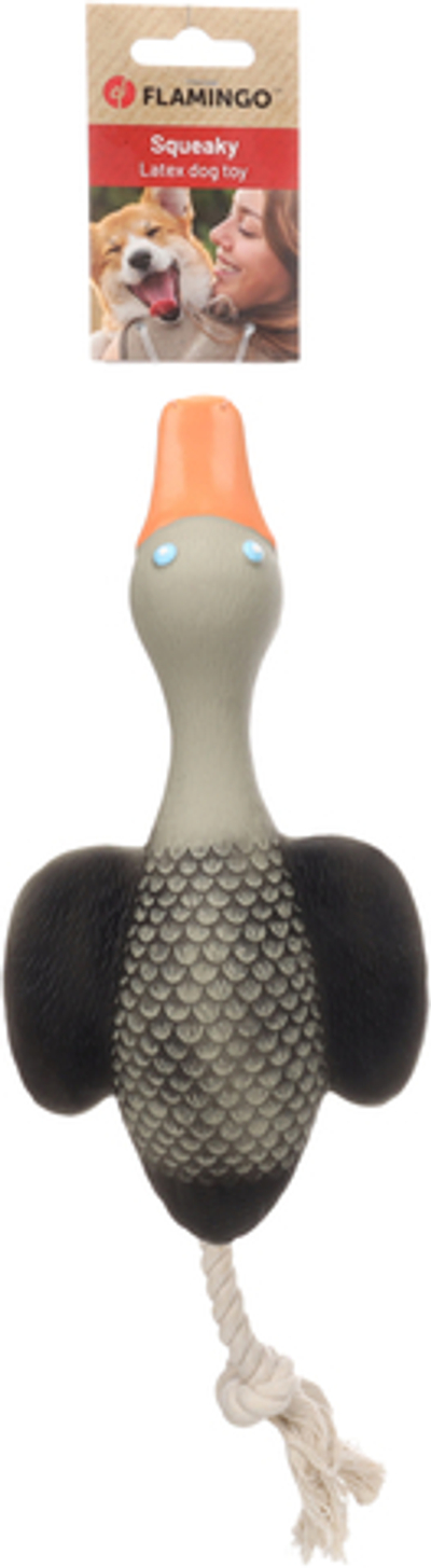 Игрушка для собак Утка Flydu с веревкой, серая, Flamingo
